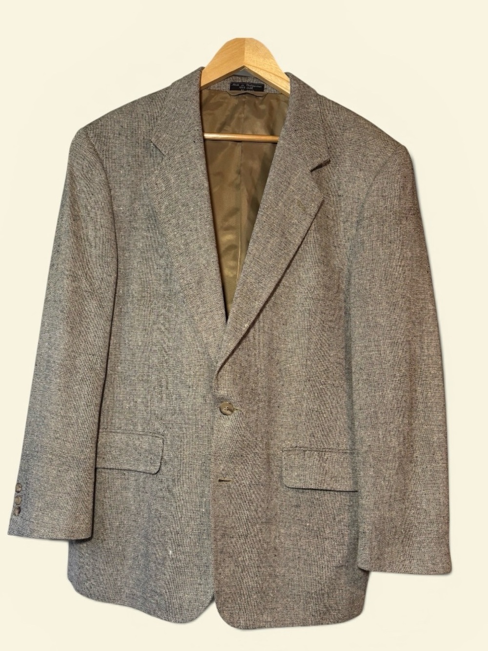 100% Silk Sport Coat Mens 42R Gray Salt and Pepper Woven Blazer Classic Jacket